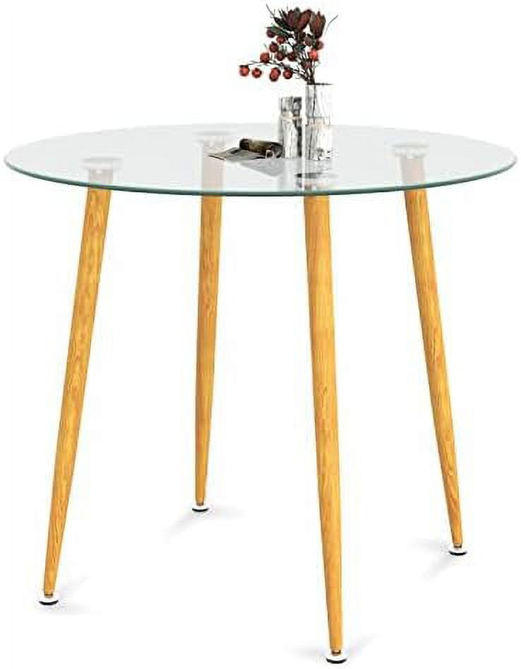 Round Glass Dining Table, Kitchen Dinner Table With Tempered Glass