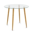 thumbnail image 1 of Round Glass Dining Table Leisure Coffee Table with Metal Legs, 1 of 5