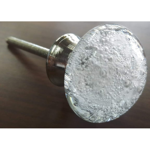 Round Glass Dresser Drawer, Door, Cabinet Knob Brushed Nickel Hardware - - Pack of 12 by JGARTS (Clear)