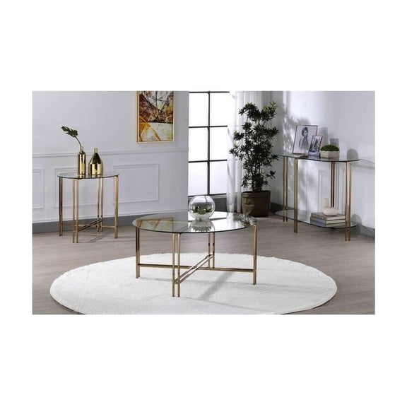 Round Glass End Table, Metal Frame Side Table for Living Room