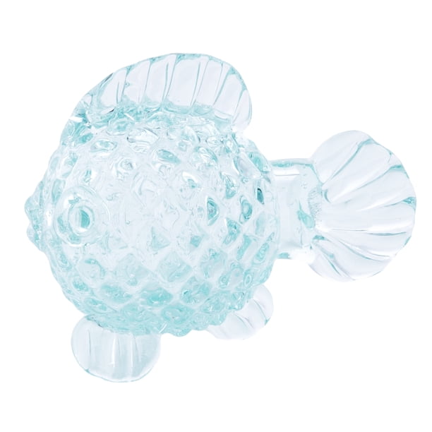 Round Glass Fish with Grooved Scales Tabletop Figurine 6.75 Inches ...
