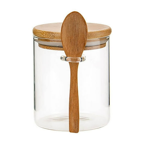 Round Glass Jar With Spoon & Seal for Food & Cosmetics Storage Elegant and Versatile Design with Airtight Lid for Freshness