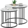 thumbnail image 1 of Round Glass Nesting Coffee Table Set of 2 with Gold Metal Frame, Center Tables for Living Room Bedroom Balcony, 1 of 9