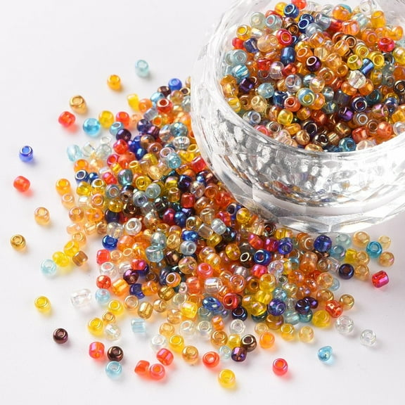 Round Glass Seed Beads Transparent Colours Rainbow Round Mixed Color 2mm