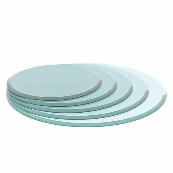 Round Glass Table Top, 24 Inch Clear Tempered Glass Replacement Surface, 1/2 Inch Thick with Beveled Polished Edge, Heat-Resistant for Coffee Table, Dining Table or Office Desk