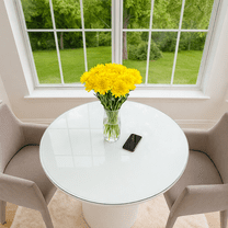 TesNus 42" Round Tempered Glass Table Top, 3/8" Thick Clear Pencil Edge Replacement Top for Dining, Coffee or Office Table