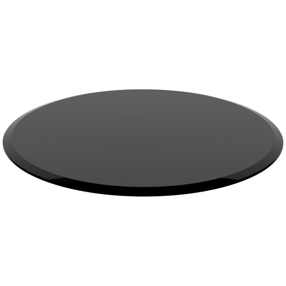 Round Glass Table Top, 32 Inch Black Tempered Glass Replacement Surface, 1/2 Inch Thick with Beveled Polished Edges for Coffee Tables, Dining Tables, Office and Hotel Lobby Use