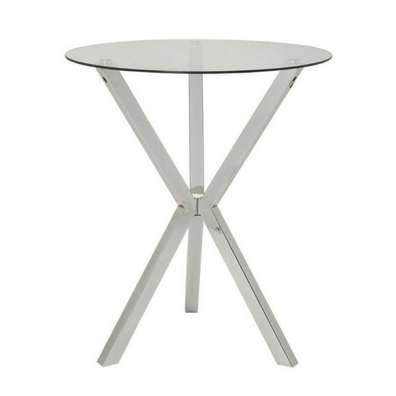 Round Glass Top Bar Table Chrome