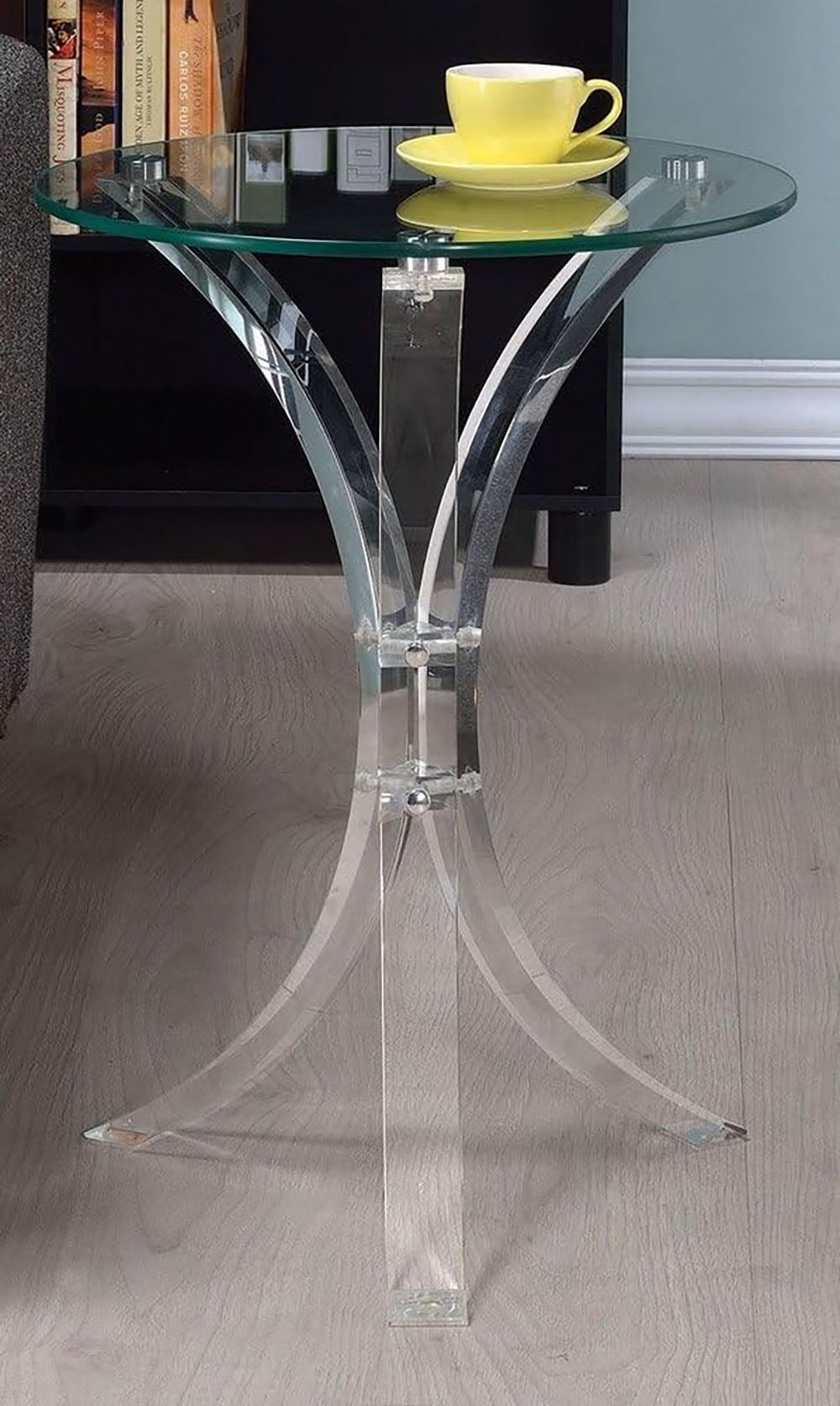 Contemporary 18'' White Round Acrylic Accent Table