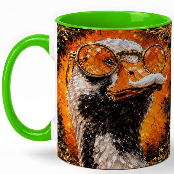 Round Glasses Duck Coffee Mug, Novelty Duck Mug, Ceramic 11 oz