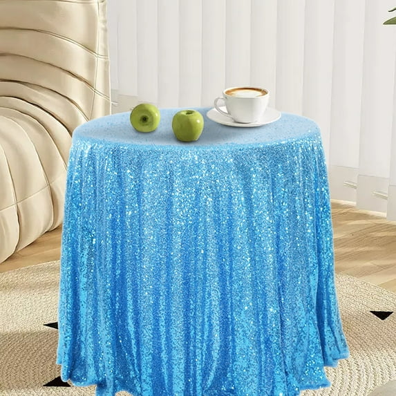 Round Glitter Tablecloth for Weddings & Parties | 47x47 Inch Sequin Decor | Multiple Colors | 1 Piece Polyester Table Cover