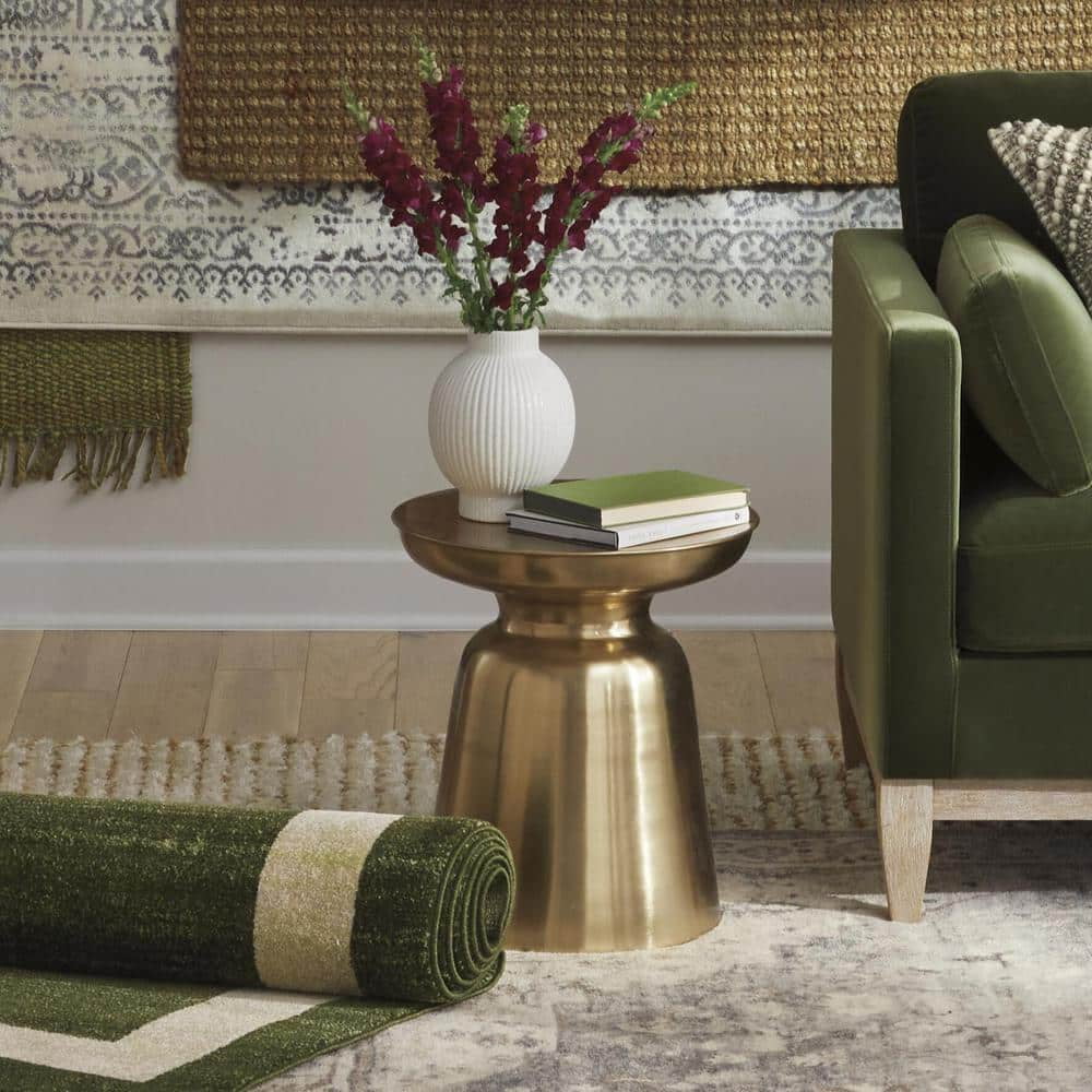 Round Gold Metal Accent End Table for Living Room