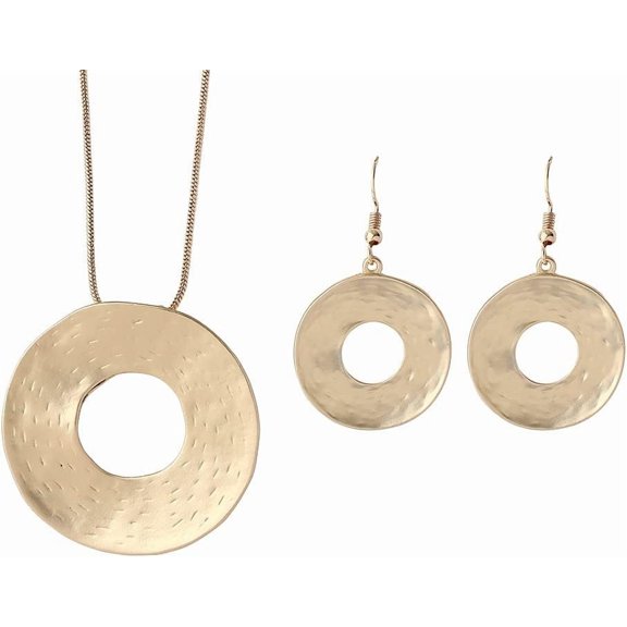 Round Gold Silver Pendant Earrings Jewelry Set Chokers Long Chain Necklace for Women Trendy Original Design Jewlry 80cm[v742]