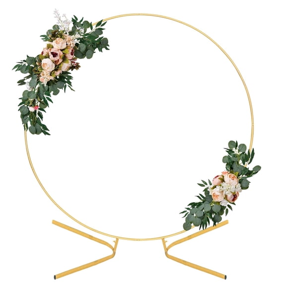 Round Golden Metal Balloon Arch Kit (6.7FT), Wedding Circle Backdrop Stand Frame for Birthday Party, Bridal Shower, Graduation, Photo Background Decoration. VT4