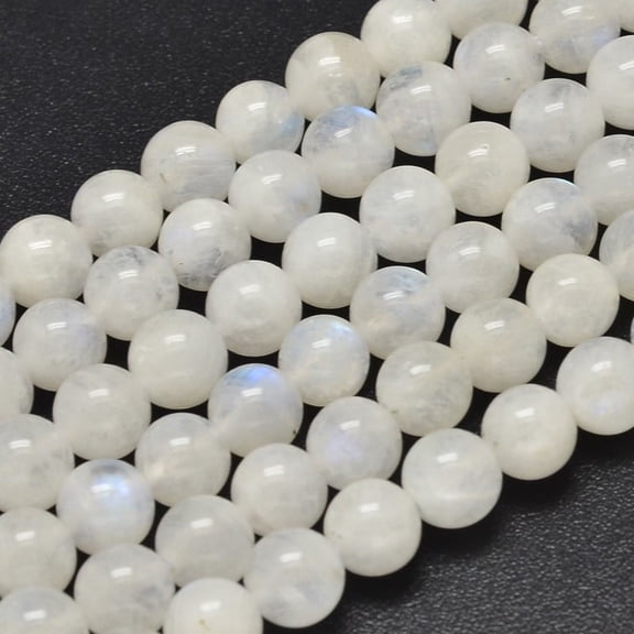 Round Grade A Natural Rainbow Moonstone Bead Strands 7.5mm Hole: 1mm 53pcs/strand 15.5 inch