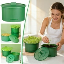 Round Green BPA-Free Sprouting Jar - Durable Hydroponic Germination Container for Home Microgreens, Seedlings & Organic Sprout Growing, Food-Grade Jar Ideal for Gardening Enthusiasts, 5*7in, Green