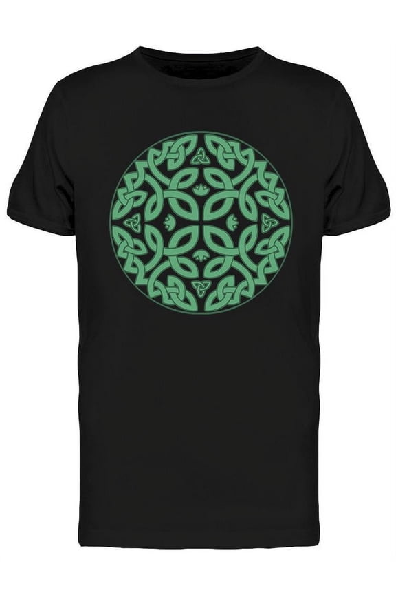 Round Green Celtic Pattern T-Shirt Men -Image by Shutterstock, Male Large