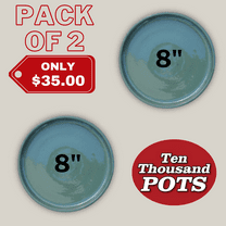 Round | Green Cream Ceramic Plant Saucer | High Fired Ecofriendly Clay - Sizes 8"-17.5" - FREE SHIPPING (GreenCream, High-FiredCeramic, 8"W-PACKOF2)