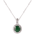 thumbnail image 1 of Round Green Jade Pendant Necklace for Women, Alloy with Rhinestone Halo Elegant Jewelry Gift, 1 of 6