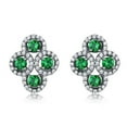 thumbnail image 1 of Round Green Nano Emerald Halo Stud Earrings in 0.925 White Sterling Silver, 1 of 1
