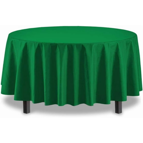 Unique Round Plastic Table Cover, 84" (1 Count), Emerald Green