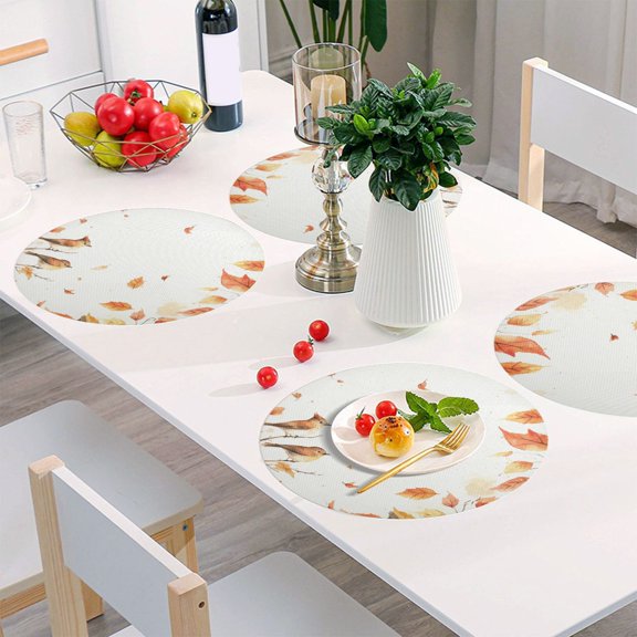 Round Grid Placemat ,One Sizex1, Round Placemat, PVC Plate Mat，15.4 Inch Non-Slip and Heat Resistant, Table Placemat, Dining Room Placemat Beautiful Orange Bird