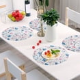 thumbnail image 1 of Round Grid Placemat ,One Sizex1, Round Placemat, PVC Plate Mat，15.4 Inch Non-Slip and Heat Resistant, Table Placemat, Dining Room Placemat Blue Pink Flowers, 1 of 7