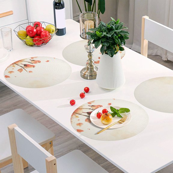 Round Grid Placemat ,One Sizex1, Round Placemat, PVC Plate Mat，15.4 Inch Non-Slip and Heat Resistant, Table Placemat, Dining Room Placemat The Orange Bird