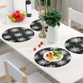 thumbnail image 1 of Round Grid Placemat ,One Sizex4, Round Placemat, PVC Plate Mat，15.4 Inch Non-Slip and Heat Resistant, Table Placemat, Dining Room Placemat Winter Black Snowflakes, 1 of 7