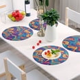 thumbnail image 1 of Round Grid Placemat ,One Sizex6, Round Placemat, PVC Plate Mat，15.4 Inch Non-Slip and Heat Resistant, Table Placemat, Dining Room Placemat Colored Waves, 1 of 7