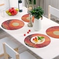 thumbnail image 1 of Round Grid Placemat ,One Sizex6, Round Placemat, PVC Plate Mat，15.4 Inch Non-Slip and Heat Resistant, Table Placemat, Dining Room Placemat Orange Pretty Sun, 1 of 7
