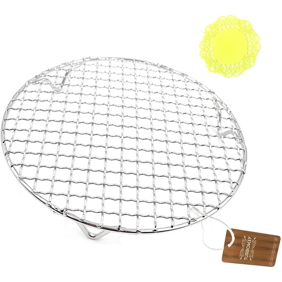 Round Grill Barbecue Net, Wire Steaming Cooling Rack, Wire Pan Grate, Baking Rack, Icing Rack, Round Shape - 13  Inch Diameter (350mm/13.8")