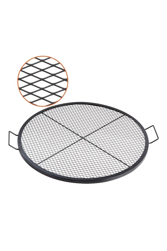 Round Grill Grate 36 Inch, Heavy Duty Steel Campfire BBQ Grid, Portable Camping Cookware with Handle, X-Wire Support for Outdoor Cooking & Parties