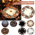 thumbnail image 1 of Round Halloween Tablecloth 52 Inch Diameter Stretch Waterproof Fitted Elastic Table Cover for Halloween Party Decor Dining Table Gothic Spooky Halloween Decoration Holiday, 1 of 7