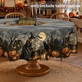 thumbnail image 1 of Round Halloween Tablecloth Vintage Pumpkin Witch, Tyidzon Waterproof 60 inch Round Tablecloth for Holiday Dinner Party Home Kitchen Dining Table Decor, 1 of 7
