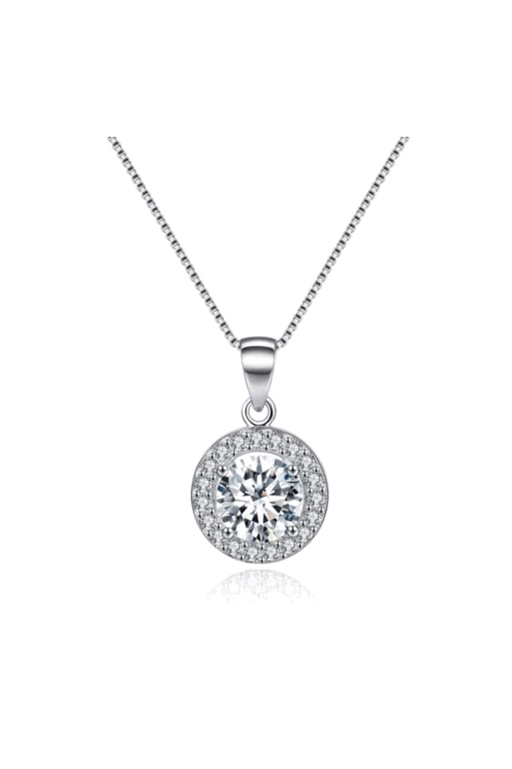 Round Halo Crystal Pendant Necklace