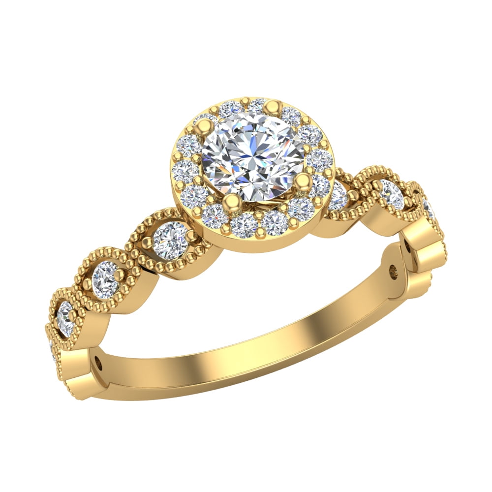 Round Halo Diamond Engagement Ring For Women Stackable Marquise Design round-halo-diamond-engagement-ring-for-women-stackable-marquise-design