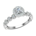thumbnail image 1 of Round Halo Diamond Engagement Ring for Women Stackable Milgrain Design 14K White Gold 0.65 CT TW (G,SI1), 1 of 5