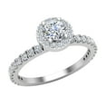 thumbnail image 1 of Round Halo Diamond Engagement Ring for Women Stackable Pave Set 14K White Gold 0.70 CT TW (G,SI1), 1 of 5