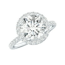 Rosec Jewels Round Halo Engagement Ring with Moissanite - 8 mm - 2 Ct - D-VS1 Quality, 925 Sterling Silver, US 4.00