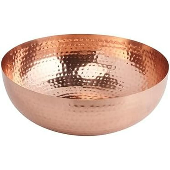 Round Hammered Metal Bowl, Copper Finish
