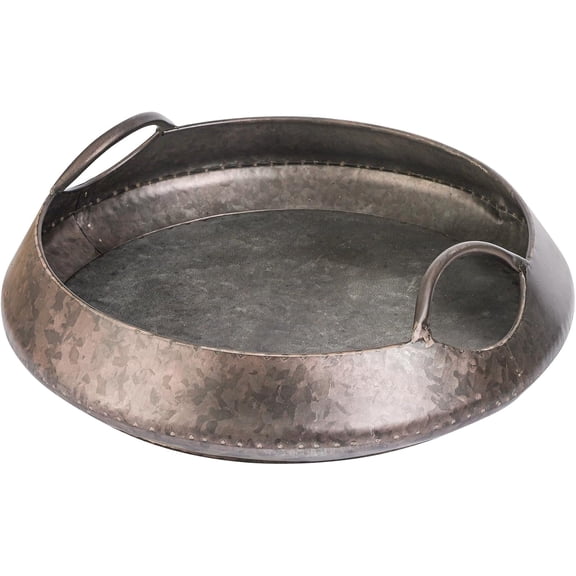 Round Hand Hammered Rustic Galvanized Metal Trays with Handles (1, 15.7"x5")$$Home Decor, Kitchen, & Other