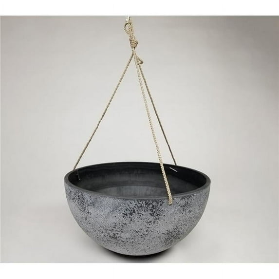 Round Hanging Planter, Spackled Gray