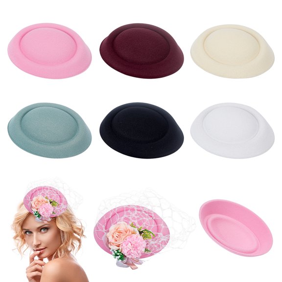 Round Hat Base Cloth Fascinator Millinery Flat Round Pulled Hair Beanie Felt Beret Hat for DIY