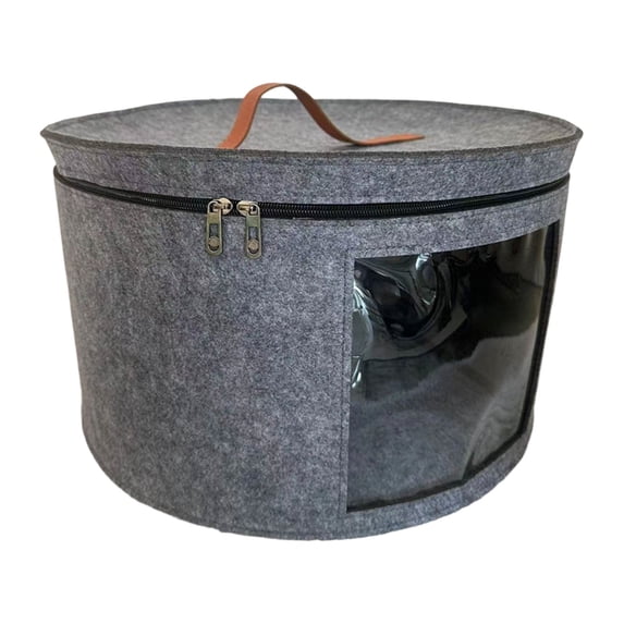 Round Hat Boxes with Lidssoft Large Hat Storage Box with Handle Transparent Window and Zip, Foldable Travel Hats Boxes Storage for Storing Clothes, Toys