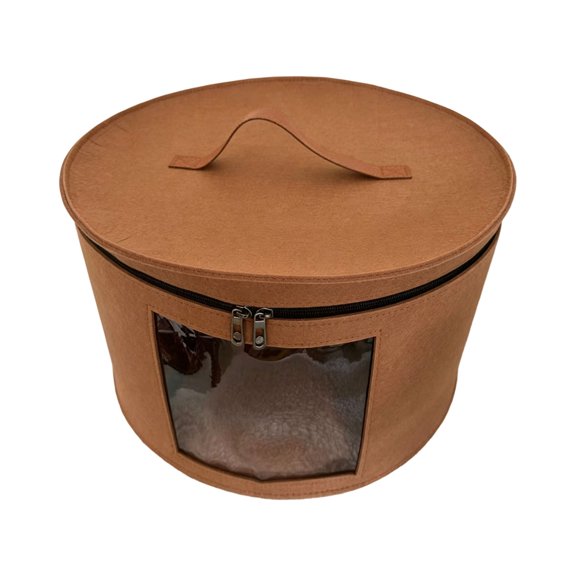 Round Hat Boxes with Lidssoft Large Hat Storage Box with Handle Transparent Window and Zip, Foldable Travel Hats Boxes Storage for Storing Clothes, Toys