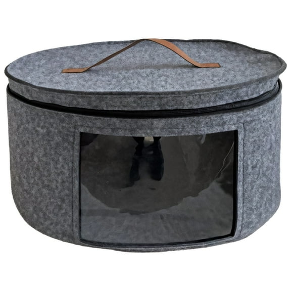 Round Hat Storage Box for Women, 17 in / 43 cm Portable Hat Carrying Case Hat Storage Box for Baseball Caps