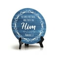 thumbnail image 1 of Round He Cares For Those Who Trust In Him Nahum 1:7 Blue Wood Color Circle Table Sign (5x5"), 1 of 4