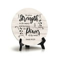 thumbnail image 1 of Round He Gives Strength To The Weary And Increases The Power Of The Weak. Isaiah 40:29 Wood Color Circle Table Sign (5x5"), 1 of 4