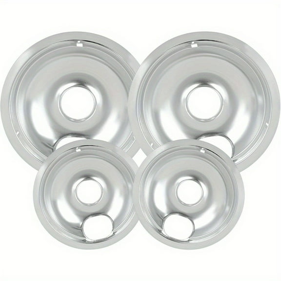 Round Head Iron Drip Pan Cover, High Temperature Resistant Iron Soleplate Protective Cover, Chrome Range Drip Pans compatible with GE, For Most Plug-in Electric Ranges include Silver